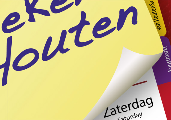 Advertentiereeks voor Wiekent Houten, elk jaar zijn er activiteiten en optredens voor en door Houtenaren. Staand en liggend in krant en tijdschrift.