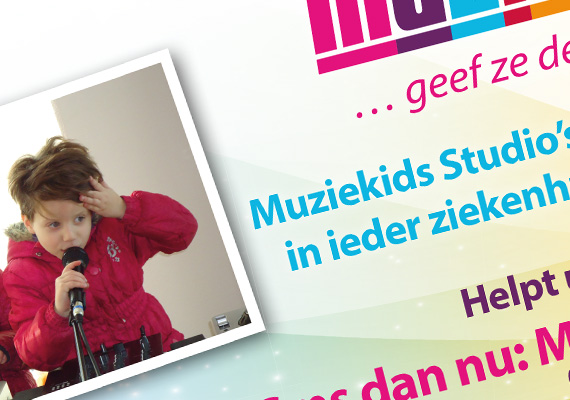 Met oog op de ontwikkeling van de Armin van Buren Muziekidsstudio in het Prinses Máxima Centrum te Utrecht, worden deze grote spandoeken breed ingezet.